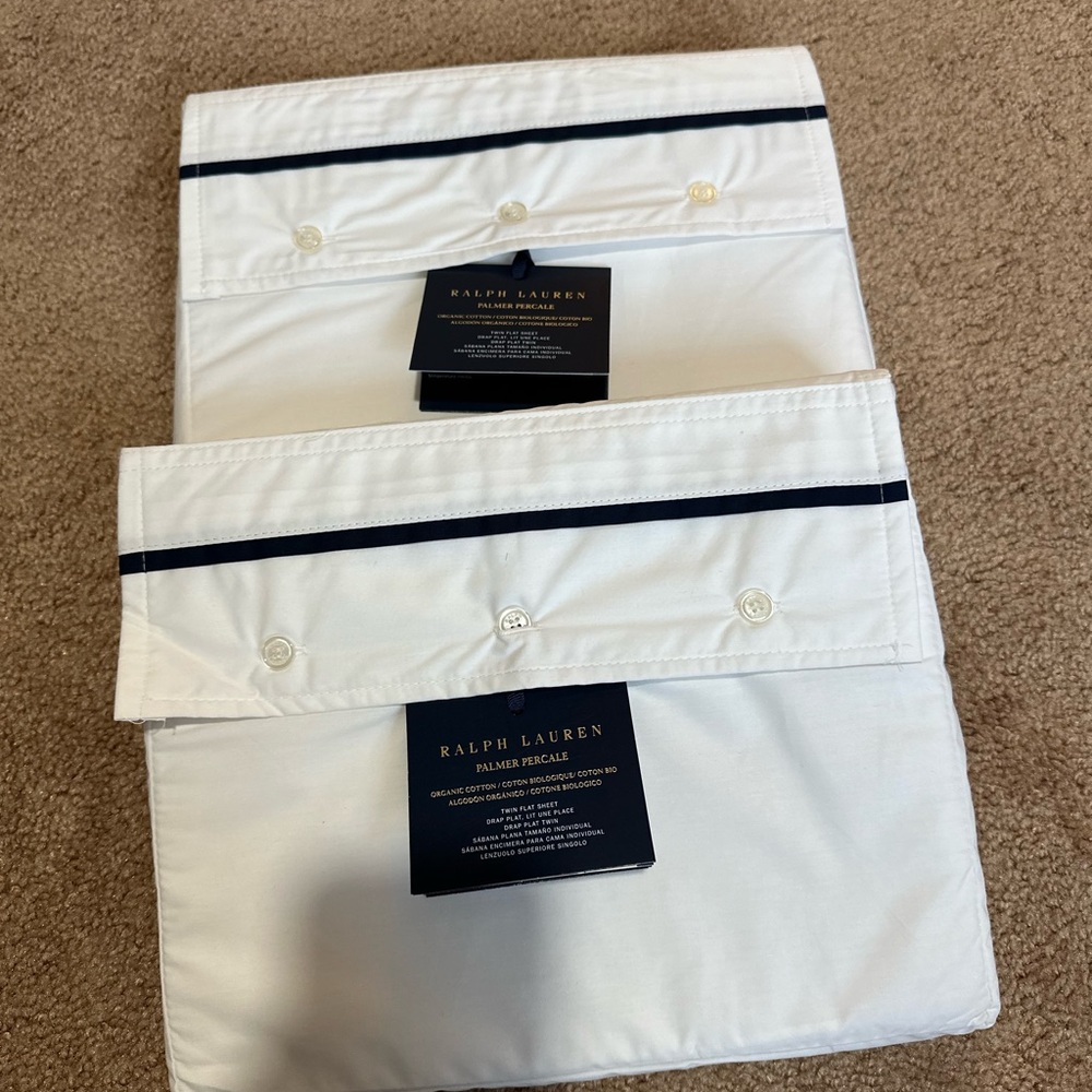 Ralph Lauren White Twin Flat Sheets